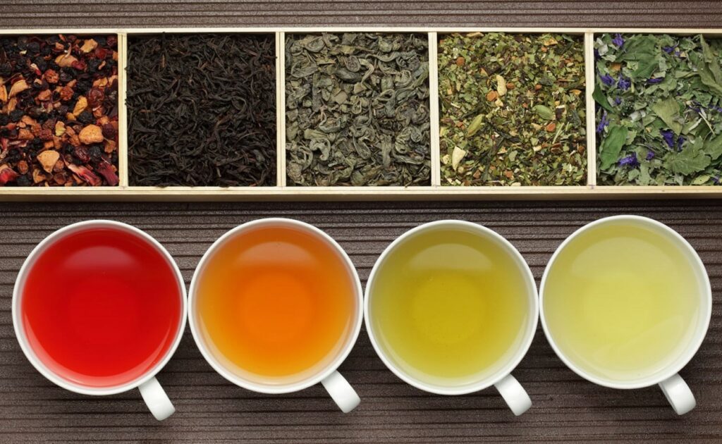 Różne rodzaje herbat i ich kolor